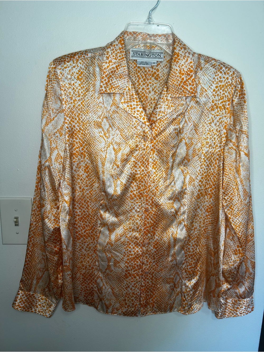 Starington Vintage Orange Snake Print 100% Silk Blouse